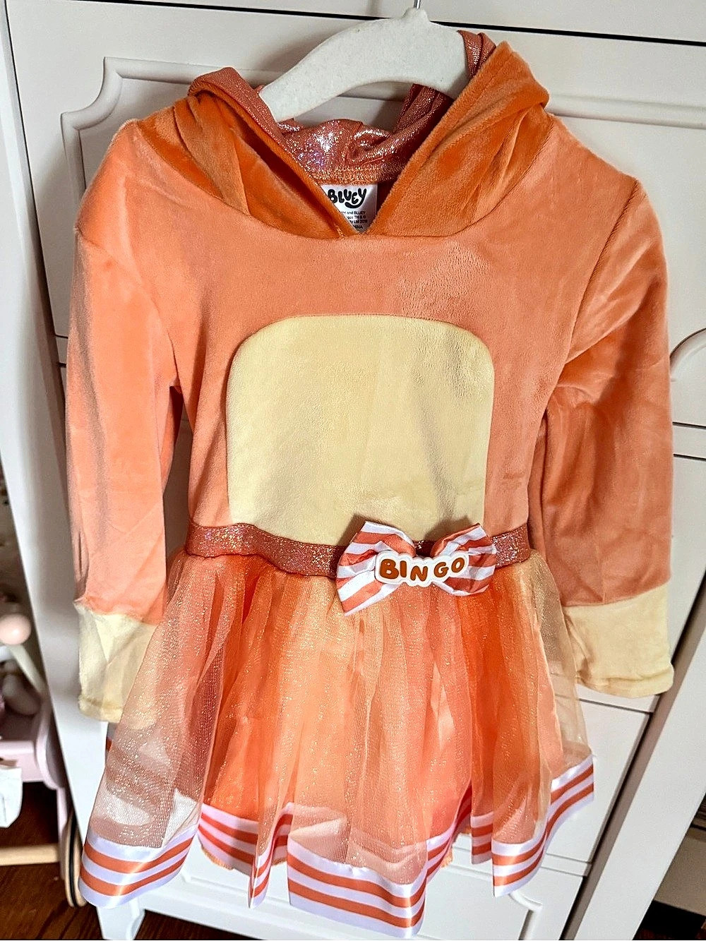 Bluey Bingo Classic Toddler Costume Dress Orange & Pink 3-4T
